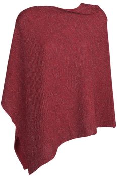 styleBREAKER Damen Feinstrick Poncho in Unifarben mit Glitzerfäden, asymmetrischer Schnitt, Ärmellos, Rundhals 08010075