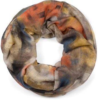 styleBREAKER Damen Loop Schal mit abstraktem Pinselstrich Muster, Schlauchschal mehrfarbig bunt, Tuch 01017130