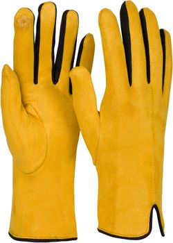 styleBREAKER Damen Touchscreen Handschuhe mit Farbkontrast und Fleece Futter, warme Thermo Fingerhandschuhe, Winter 09010030