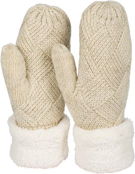 styleBREAKER Damen warme Winter Strick Fäustlinge, Handschuhe mit Rauten Muster, Thermo Fleece, Strickhandschuhe 09010031