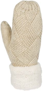 styleBREAKER Damen warme Winter Strick Fäustlinge, Handschuhe mit Rauten Muster, Thermo Fleece, Strickhandschuhe 09010031