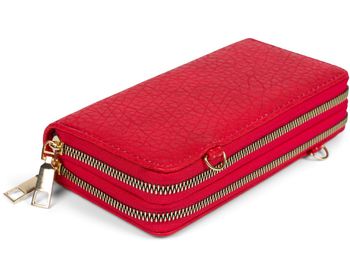 styleBREAKER Damen 2 in 1 Mini Bag Umhängetasche mit genarbter Oberfläche, Geldbörse, Handytasche, Schultertasche 02012364