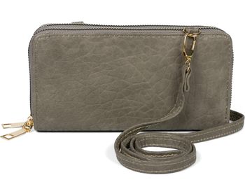 styleBREAKER Damen 2 in 1 Mini Bag Umhängetasche mit genarbter Oberfläche, Geldbörse, Handytasche, Schultertasche 02012364