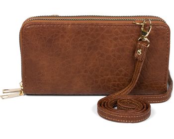 styleBREAKER Damen 2 in 1 Mini Bag Umhängetasche mit genarbter Oberfläche, Geldbörse, Handytasche, Schultertasche 02012364