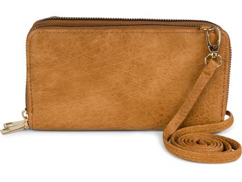 styleBREAKER Damen 2 in 1 Mini Bag Umhängetasche mit genarbter Oberfläche, Geldbörse, Handytasche, Schultertasche 02012364