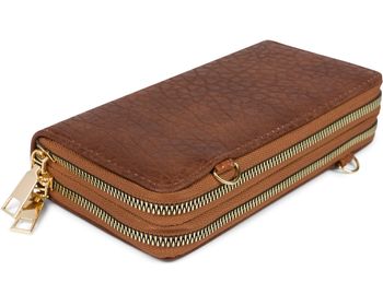 styleBREAKER Damen 2 in 1 Mini Bag Umhängetasche mit genarbter Oberfläche, Geldbörse, Handytasche, Schultertasche 02012364