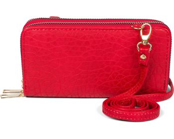 styleBREAKER Damen 2 in 1 Mini Bag Umhängetasche mit genarbter Oberfläche, Geldbörse, Handytasche, Schultertasche 02012364