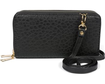 styleBREAKER Damen 2 in 1 Mini Bag Umhängetasche mit genarbter Oberfläche, Geldbörse, Handytasche, Schultertasche 02012364