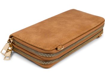 styleBREAKER Damen 2 in 1 Mini Bag Umhängetasche mit genarbter Oberfläche, Geldbörse, Handytasche, Schultertasche 02012364