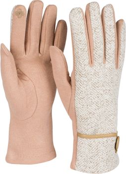 styleBREAKER Damen Touchscreen Handschuhe mit Fischgrät Muster und Fleece Futter, warme Fingerhandschuhe, Winter 09010036