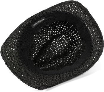 styleBREAKER Trilby Hut in leichter Häkel Optik mit Zierband und Krempe, Sonnenhut, Papierhut, Strohhut, Unisex 04025026