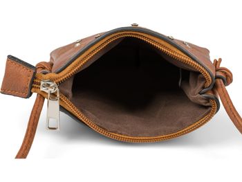 styleBREAKER Damen Mini Umhängetasche mit Blumen Lasercut Cutout Muster und Strass | kleine Crossbody Bag Schultertasche Handytasche 14,5 x 19 cm