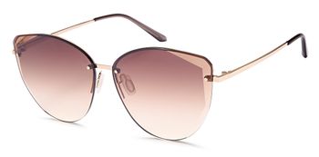 styleBREAKER Damen Cateye Sonnenbrille mit Diamant Schliff, Rahmenlos mit getönten Gläsern, Metall Bügel 09020123