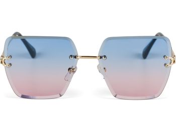 styleBREAKER Damen Sonnenbrille ohne Rahmen mit eckigen Polycarbonat Gläsern und Diamantschliff | UV400 Verlaufstönung | Metallbügel verstellbare Nasenpads