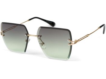 styleBREAKER Damen Sonnenbrille ohne Rahmen mit eckigen Polycarbonat Gläsern und Diamantschliff | UV400 Verlaufstönung | Metallbügel verstellbare Nasenpads