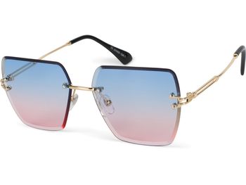 styleBREAKER Damen Sonnenbrille ohne Rahmen mit eckigen Polycarbonat Gläsern und Diamantschliff | UV400 Verlaufstönung | Metallbügel verstellbare Nasenpads