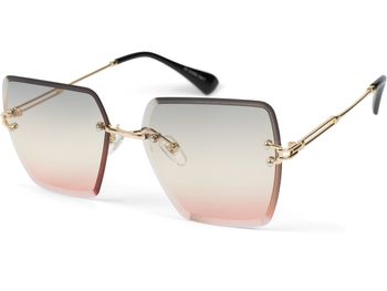 styleBREAKER Damen Sonnenbrille ohne Rahmen mit eckigen Polycarbonat Gläsern und Diamantschliff | UV400 Verlaufstönung | Metallbügel verstellbare Nasenpads