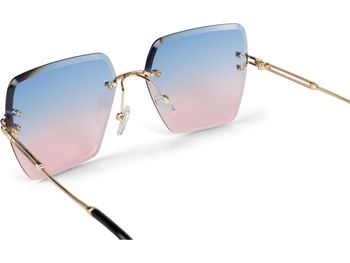 styleBREAKER Damen Sonnenbrille ohne Rahmen mit eckigen Polycarbonat Gläsern und Diamantschliff | UV400 Verlaufstönung | Metallbügel verstellbare Nasenpads
