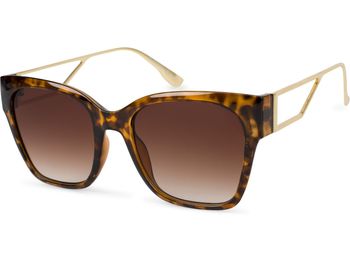 styleBREAKER Damen Oversize Sonnenbrille mit breiten Metall Bügeln, Polycarbonat Gläsern und Kunststoff Gestell 09020128