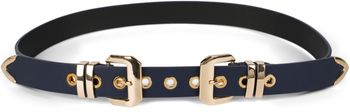 styleBREAKER Damen Gürtel mit doppelter goldener Schnalle und Lochnieten, B-Low Belt, Taillengürtel, kürzbar 03010121