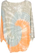 Leichter Feinstrick Poncho mit Batik Muster