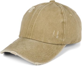 styleBREAKER Damen Baseball Cap im Washed Destroyed Used Look, Ponytail, 6-Panel, Klettverschluss verstellbar 04023080