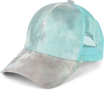 styleBREAKER Damen Ponytail Baseball Cap im Batik Look mit Mesh Einsatz, Basecap, Klettverschluss verstellbar 04023081