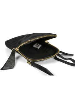 styleBREAKER Damen Leder Handy Umhängetasche aus weichem Veloursleder, Reißverschluss, Echtleder Mini Bag 02012373