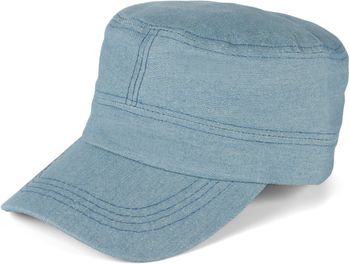 styleBREAKER Unisex Military Cap in Jeans Optik, Denim, Army, Click and Snap Verschluss verstellbar 04023084