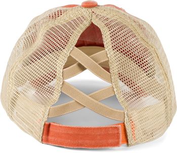 styleBREAKER Damen Baseball Cap im Washed Used Look mit Mesh Einsatz, Ponytail, 6-Panel, Klettverschluss verstellbar 04023085