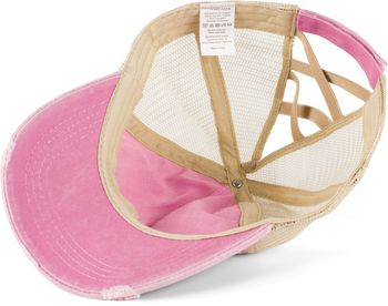 styleBREAKER Damen Baseball Cap im Washed Used Look mit Mesh Einsatz, Ponytail, 6-Panel, Klettverschluss verstellbar 04023085