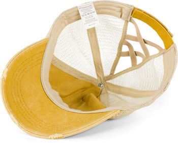 styleBREAKER Damen Baseball Cap im Washed Used Look mit Mesh Einsatz | Ponytail Cap für hohen Zopf | Verstellbare 6-Panel Schildkappe für Sommer und Freizeit