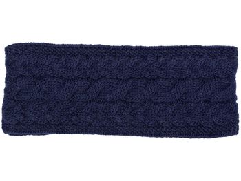 styleBREAKER Damen Strick Stirnband einfarbig mit Zopfmuster, Thermo Fleece Futter, Winter Headband Uni 04026058