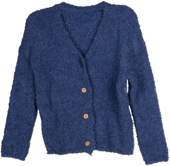 styleBREAKER Damen Boucle Strick Cardigan mit Knopfleiste, Strickjacke einfarbig, Bouclé Strickweste, Onesize 08010081