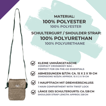 styleBREAKER Damen Mini Bag Umhängetasche mit Rauten Steppmuster, Drehverschluss, Stepptasche, Einfarbig gesteppt 02012377