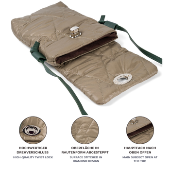 styleBREAKER Damen Mini Bag Umhängetasche mit Rauten Steppmuster, Drehverschluss, Stepptasche, Einfarbig gesteppt 02012377