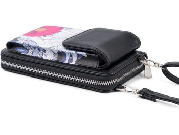 styleBREAKER Damen Mini Umhängetasche Geldbörse mit Ethno Blumen Blüten Muster, Handy Fach, RFID Schutz, Crossbody Bag 02012378