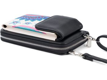 styleBREAKER Damen Mini Umhängetasche Geldbörse mit Ethno Blumen Blüten Muster, Handy Fach, RFID Schutz, Crossbody Bag 02012378