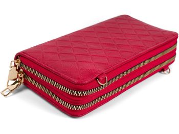 styleBREAKER Damen 2 in 1 Mini Bag Umhängetasche mit Rauten Prägung, Geldbörse, Handytasche, Schultertasche 02012379