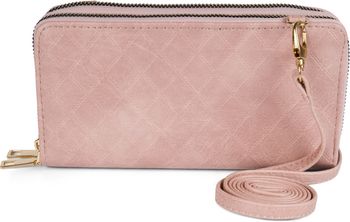 styleBREAKER Damen 2 in 1 Mini Bag Umhängetasche mit Rauten Prägung, Geldbörse, Handytasche, Schultertasche 02012379