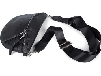 styleBREAKER Damen Umhängetasche in Halbmond Form, abnehmbarer verstellbarer Schultergurt, Einfarbige Handtasche 02012380