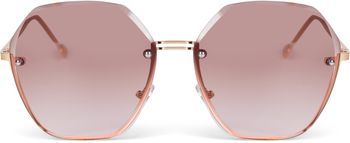 styleBREAKER Damen Ovale Oversize Sonnenbrille mit Diamant Schliff, Rahmenlos mit getönten Gläsern, Metallrahmen 09020136