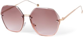 styleBREAKER Damen Ovale Oversize Sonnenbrille mit Diamant Schliff, Rahmenlos mit getönten Gläsern, Metallrahmen 09020136