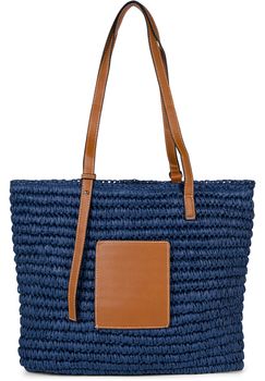 styleBREAKER Damen Korbflecht Schultertasche aus Papierstroh, Strandtasche mit langen Henkeln, Flechttasche, Shopper 02012381
