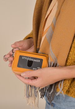 styleBREAKER Unisex Karten Geldbörse Einfarbig mit umlaufendem Reißverschluss und RFID Schutz, Portemonnaie 02040155