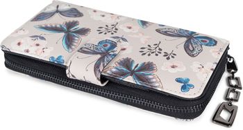 styleBREAKER Damen Geldbörse mit buntem Schmetterling Muster, Vintage Design, Reißverschluss, Portemonnaie 02040156