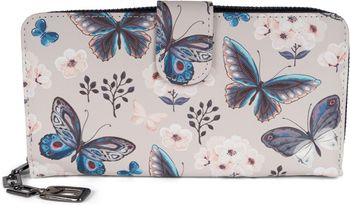styleBREAKER Damen Geldbörse mit buntem Schmetterling Muster, Vintage Design, Reißverschluss, Portemonnaie 02040156