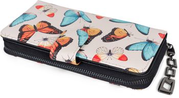styleBREAKER Damen Geldbörse mit buntem Schmetterling Muster, Vintage Design, Reißverschluss, Portemonnaie 02040156