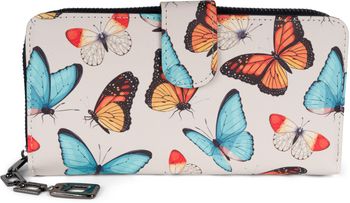 styleBREAKER Damen Geldbörse mit buntem Schmetterling Muster, Vintage Design, Reißverschluss, Portemonnaie 02040156