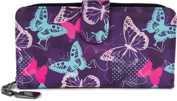 styleBREAKER Damen Geldbörse mit buntem Schmetterling Muster, Vintage Design, Reißverschluss, Portemonnaie 02040156